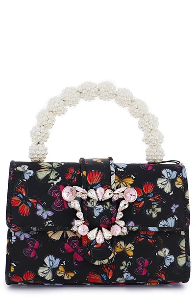 Sophia Webster Margaux Imitation Pearl Top Handle Bag In Midnight Butterfly Meadow