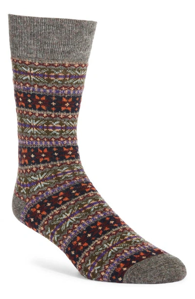 Polo Ralph Lauren Fair Isle Wool Blend Slack Socks In Grey Heather