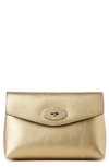 Mulberry Darley Leather Cosmetics Pouch In Soft Gold Foil