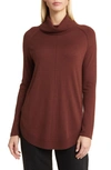 Caslon Turtleneck Tunic Sweater In Brown Raisin