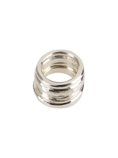 Werkstatt:münchen 4 Hammered Ring Set In Metallic