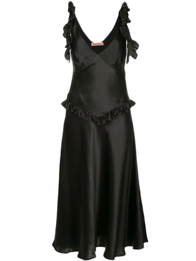 Maggie Marilyn You're The One Silk Satin Ruffle Dress In Black