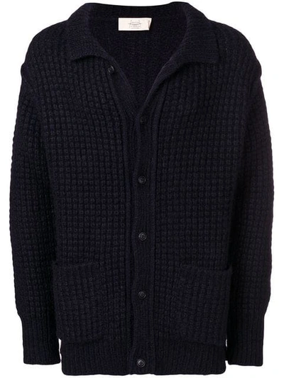 Maison Flaneur Knitted Button Cardigan In Blue