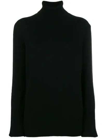 Agnona Eternals 12-gg Cashmere Geo-slit Turtleneck Sweater In Black