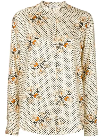 Forte Forte Floral Band Collar Shirt In Sahara