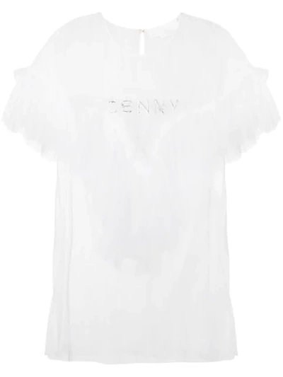Genny Semi-transparentes T-shirt In White