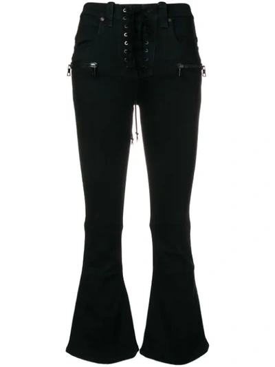 Ben Taverniti Unravel Project Flared Cropped Jeans In Black