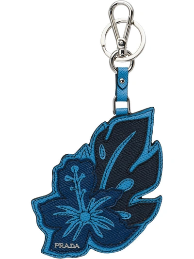 Prada Floral Keyring In Blue