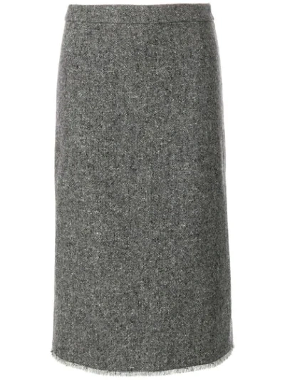 Thom Browne Striped High-waisted Wool Pencil Skirt - Grey