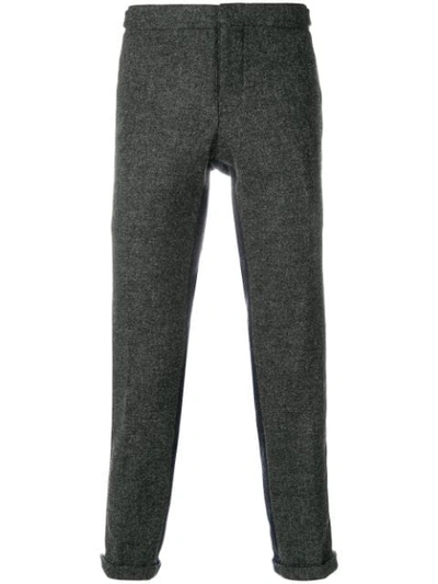 Thom Browne Bicolor Unconstructed Skinny Wool Trouser In Grey