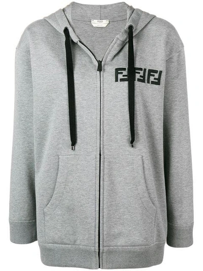 Fendi Logo Hoody In F0taz Melange Grey