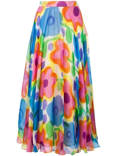 Christopher Kane Pleated Floral-print Organza Maxi Skirt In Multicoloured