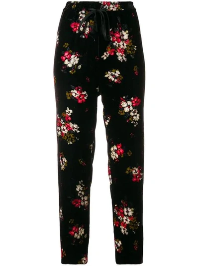 Forte Forte Floral Velvet Cropped Trousers In Nero