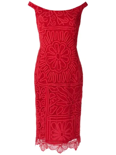 Martha Medeiros Lace Midi Dress In Red
