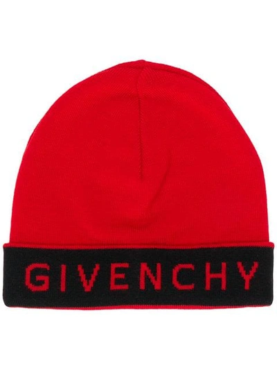 Givenchy Logo Beanie In Red