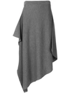 Jw Anderson Asymmetric Merino Wool Midi Skirt In Gray
