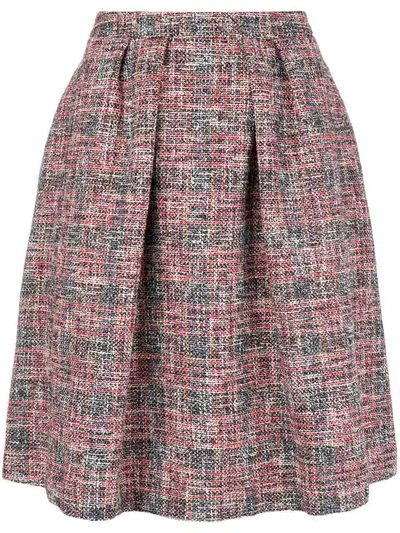 Ps By Paul Smith Flared Tweed Skirt In Red