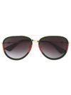 Gucci Pilot-frame Sunglasses In Red /  / Gold / Green / Grey
