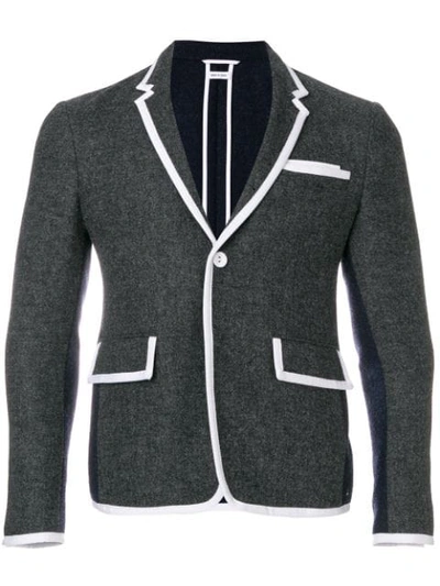 Thom Browne Grosgrain Tipping Bicolor Sport Coat In Grey