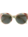 Gucci Eyewear Glitter Round Frame Sunglasses - White