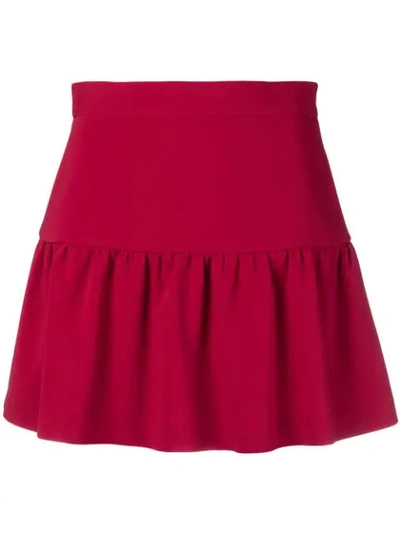 Red Valentino Gathered Hem Mini Skirt  In Red