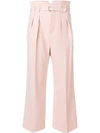 Red Valentino Belted Cropped Trousers - Neutrals In Pink