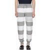 Thom Browne Engineered Rugby Stripe Classic Loopback Jersey Sweatpants In Grey
