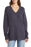 Caslon Relaxed Tunic Sweater In Navy Charcoal