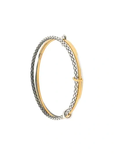 Bottega Veneta Intrecciato Weave Engraved Bracelet In Metallic