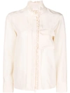 Chloé Ruffle Trimmed Shirt In Neutrals