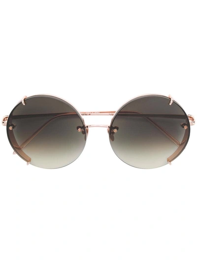 Linda Farrow Round Frame Sunglasses - Metallic