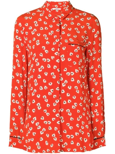 Ganni Floral Blouse In Red