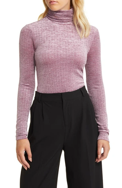 Open Edit Stretch Velvet Turtleneck In Purple Syrup