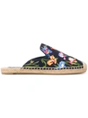 Tory Burch Max Embroidered Espadrille Sandals In Black