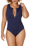 Andie The Malibu Long Torso One-piece Swimsuit In Navy