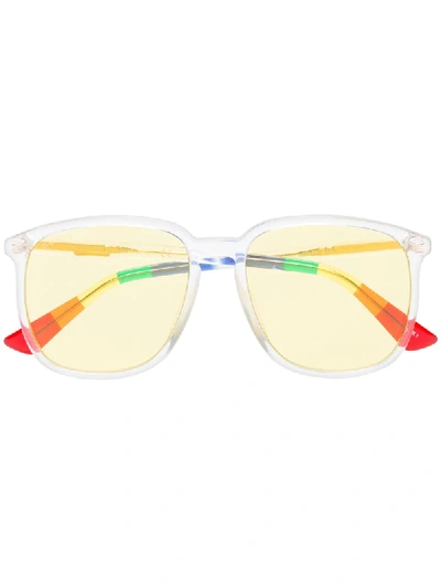 Gucci Eyewear Sonnenbrille Mit Streifendetail - Gelb In Yellow & Orange