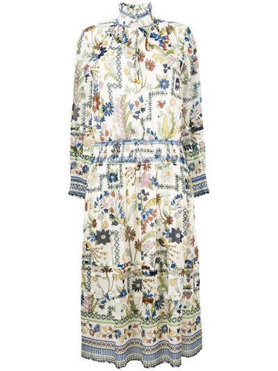Tory Burch Waverly Floral Dress In Neutrals