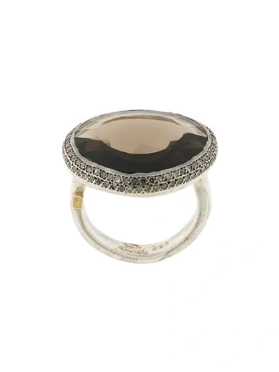 Rosa Maria Smokey Quartz And Diamond Ring In Metallic