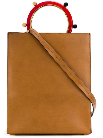 Marni Pannier Shopping Bag In Brown