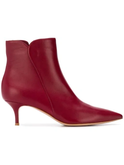 Gianvito Rossi Pointed Ankle Boots In Red