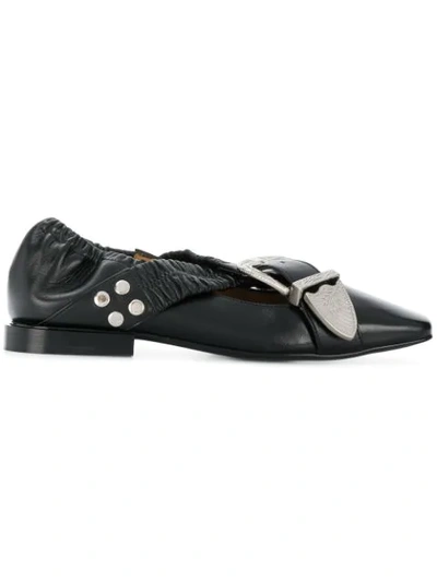 Toga Buckle Strap Detail Ballerinas In Black