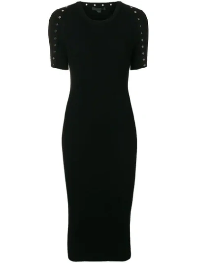 Alexander Wang Round Neck Fitted Dress In Black