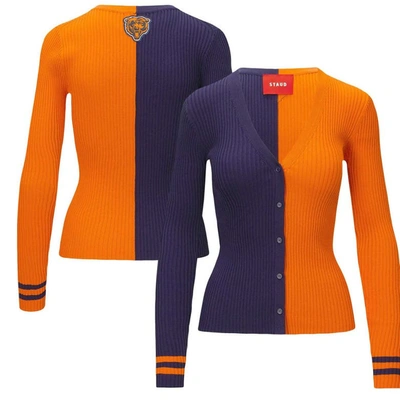 Staud Women's  Navy, Orange Chicago Bears Cargo Sweater In Navy,orange