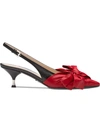 Prada Bow Sling-back Pointed Pumps - Red