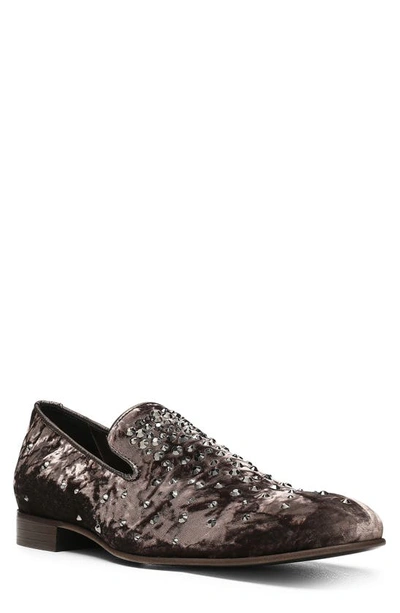 Donald Pliner Velvet Rhinestone Venetian Slipper In Expresso