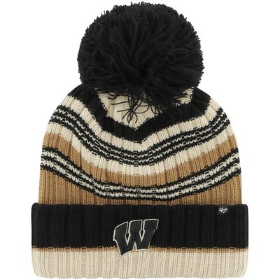 47 Brand '47 Khaki Wisconsin Badgers Barista Cuffed Knit Hat With Pom