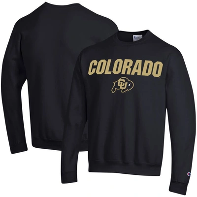 Champion Black Colorado Buffaloes Straight Over Logo Powerblend Pullover Sweatshirt