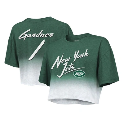 Majestic Threads Ahmad Sauce Gardner Green/white New York Jets Dip-dye Player Name & Number Crop Top