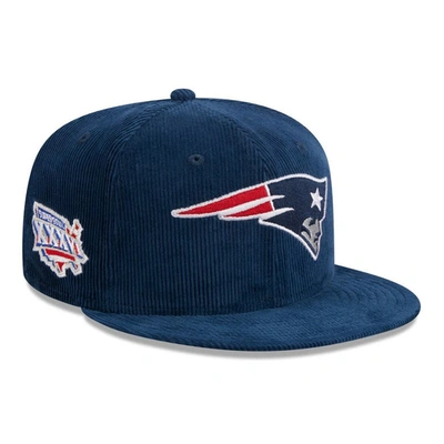 New Era Navy New England Patriots Throwback Cord 59fifty Fitted Hat