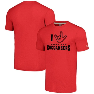 Homage Unisex   Red Tampa Bay Buccaneers The Nfl Asl Collection By Love Sign Tri-blend T-shirt